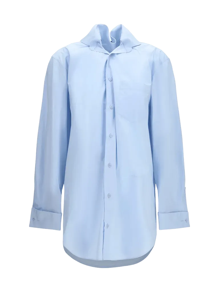 Alainpaul Elasticated Collar Shirt — Blue