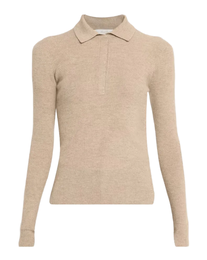 Cashmere Rib Fitted Polo Sweater