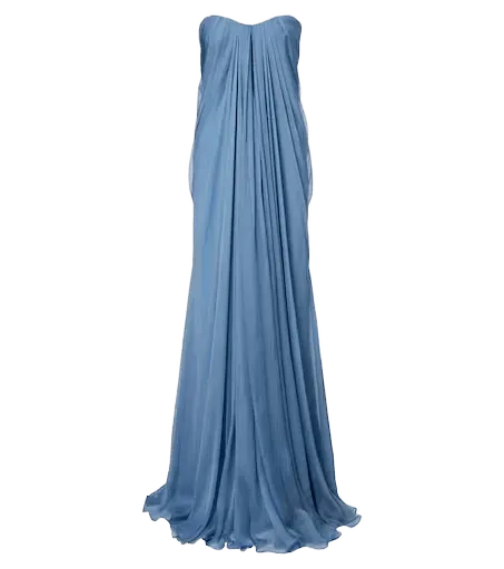 Gathered silk gown
