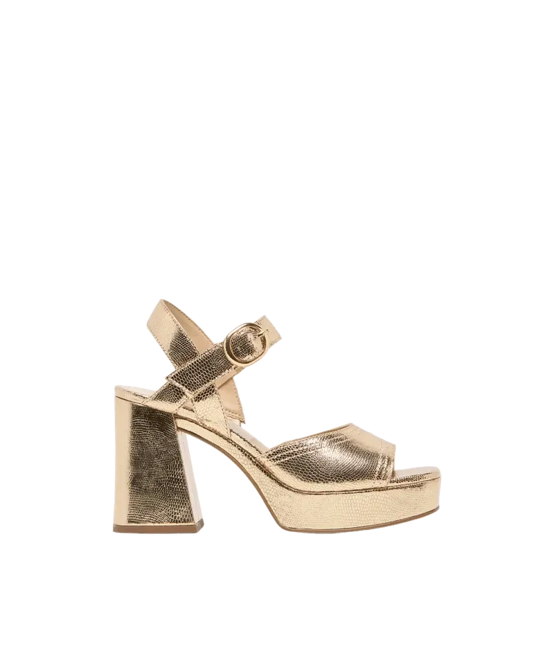 FATIMA HEELS GOLD EMBOSSED LEATHER