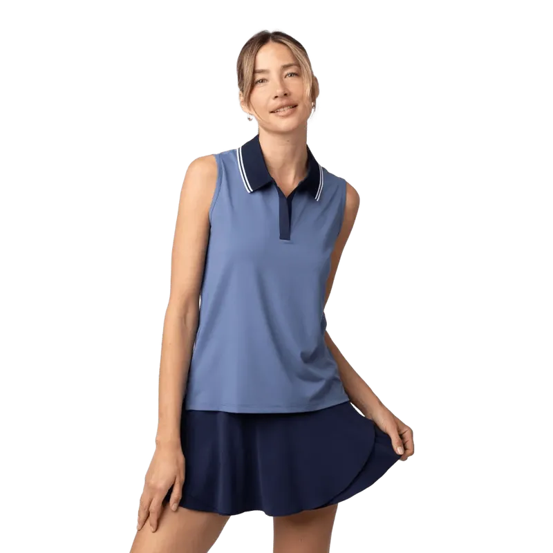 Brooke Sleeveless Performance Polo | Solid - Coastal Blue