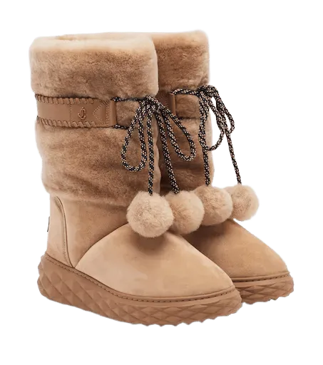 Cobi shearling-trimmed suede platform boots