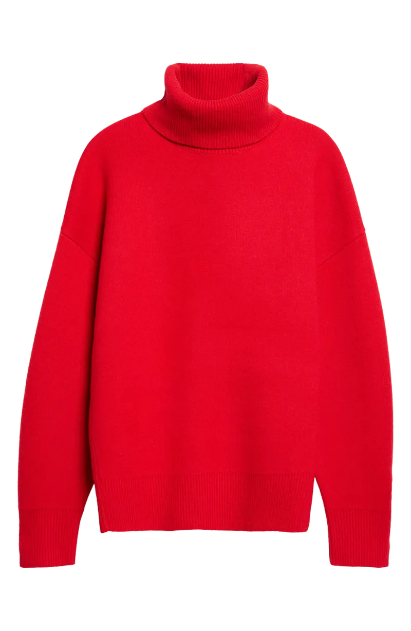 Wool & Cashmere Blend Double Knit Turtleneck Sweater
