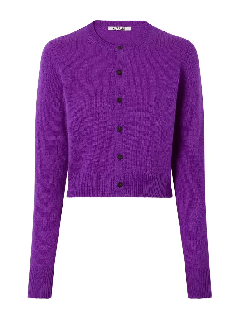 Cropped rib-trimmed cashmere cardigan