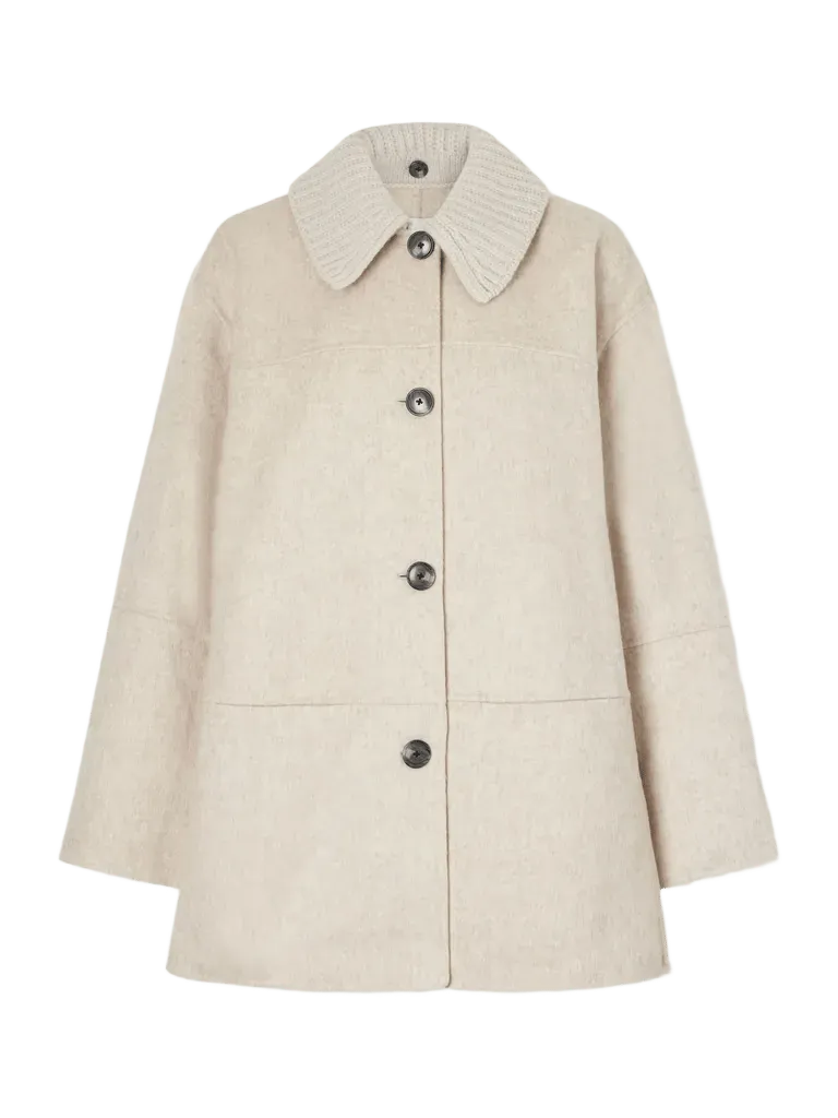 Lisa paneled rib-trimmed wool-blend jacket