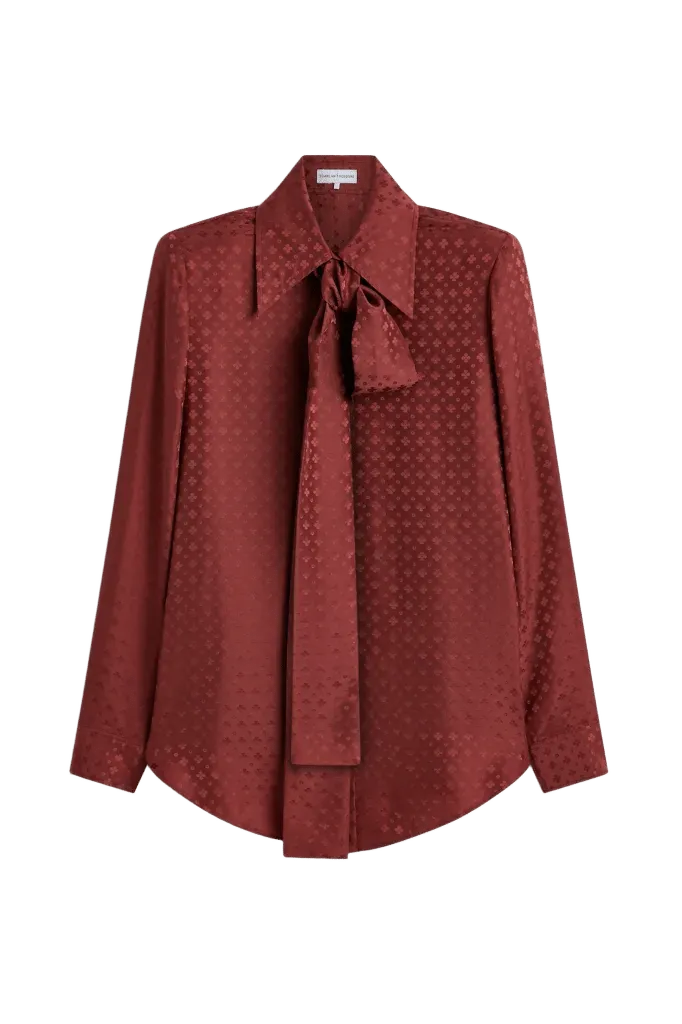 SILK POPPY JACQUARD SHIRT - DAHLIA