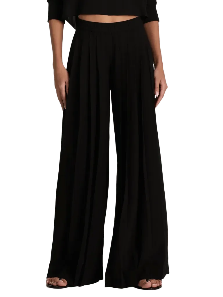 JENNA PLEATED WIDE LEG PANT - BLACK