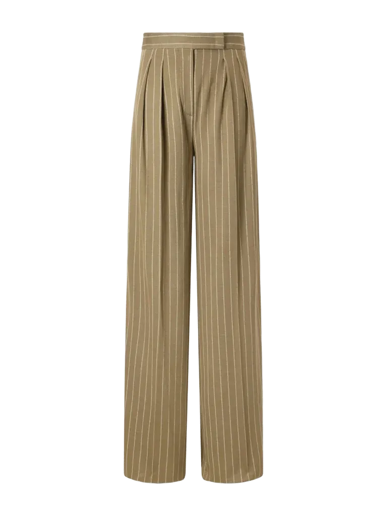 Striped pleated jersey wide-leg pants