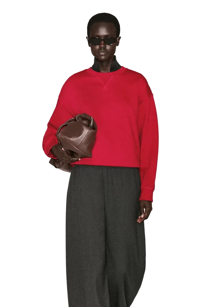 ROUNDED COTTON CREW-NECK SWEATSHIRT