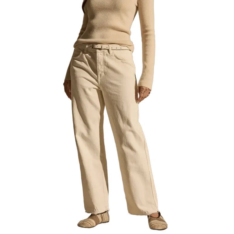 Relaxed Straight Cropped Jean - Ecru