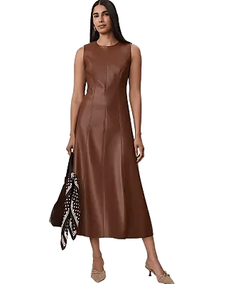 Flare Midi Dress in Faux Leather