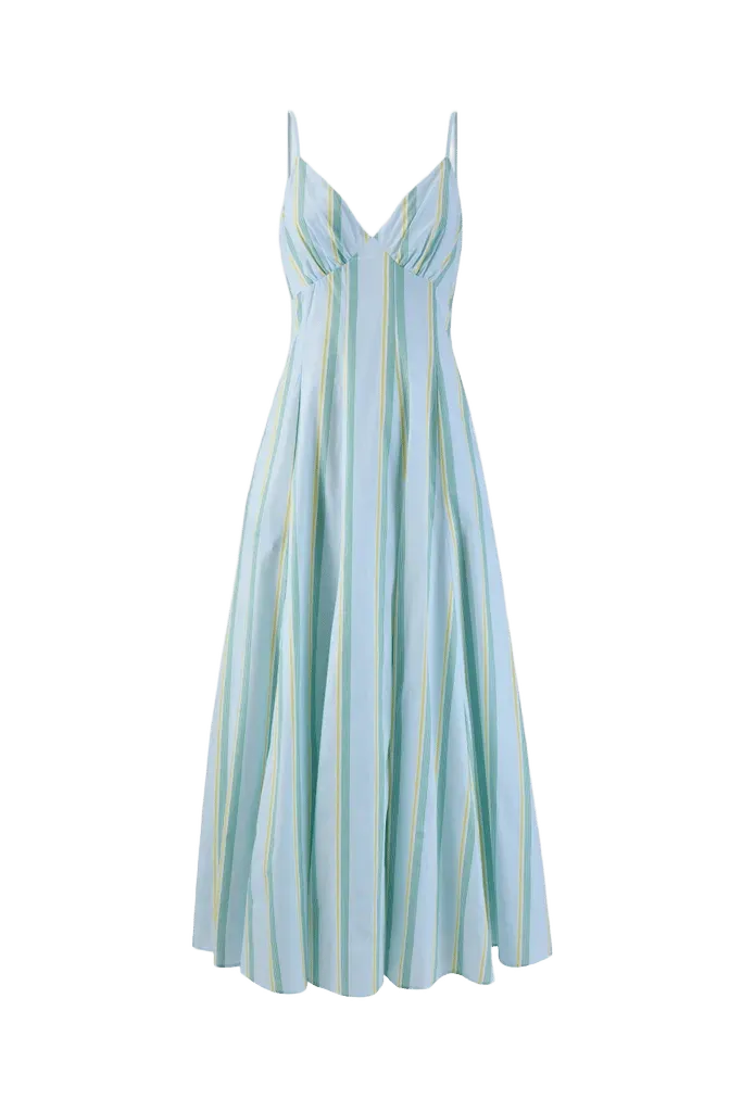 Cami Maxi Dress in Men's Shirting Lemongrass