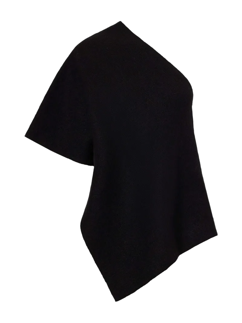 Manta one-shoulder asymmetric merino wool, alpaca and cotton-blend blouse