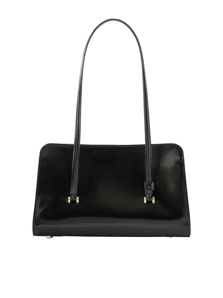 Magazine patent-leather shoulder bag