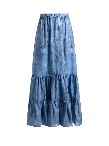 SILK JACQUARD MAXI SKIRT WITH FIL COUPÉ FLORAL MOTIF