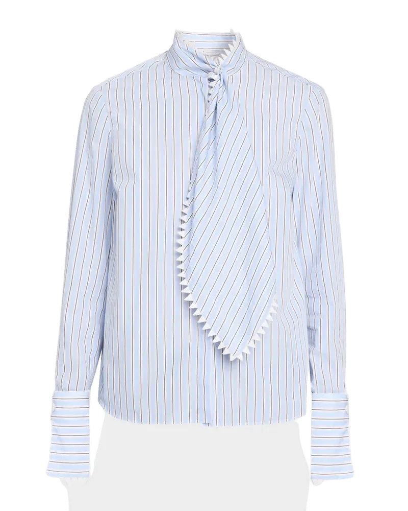 Striped Cotton Neck-Scarf Button-Down Shirt
