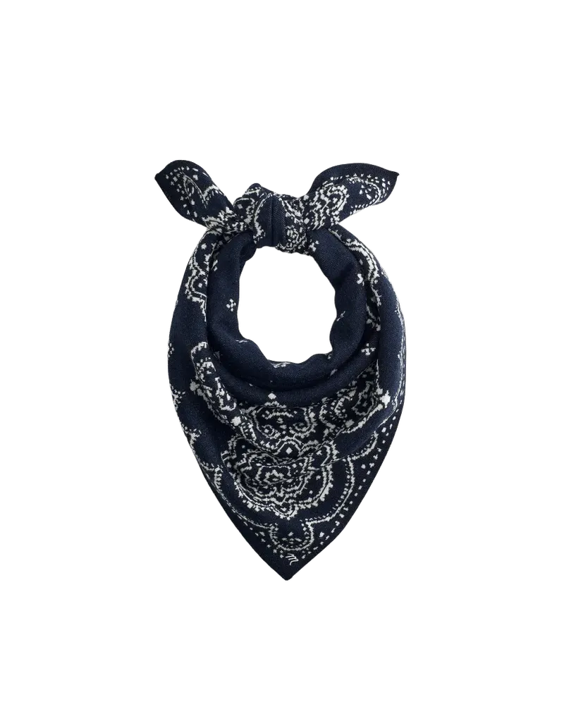Oversized Jacquard-Knit Bandana in 100% Wool