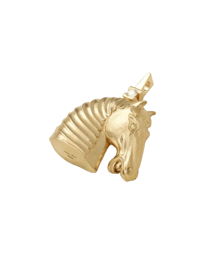 Horse's Head 18-karat gold diamond pendant - gold - One Size