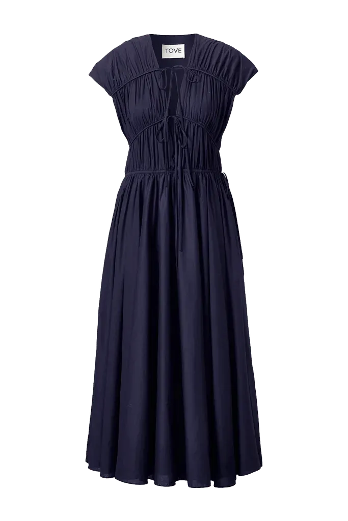 Ceres Organic Cotton Midi Dress Navy