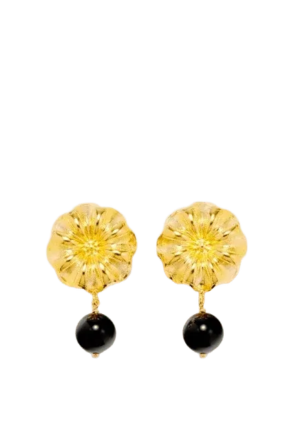 Daisy pearl earrings - Black