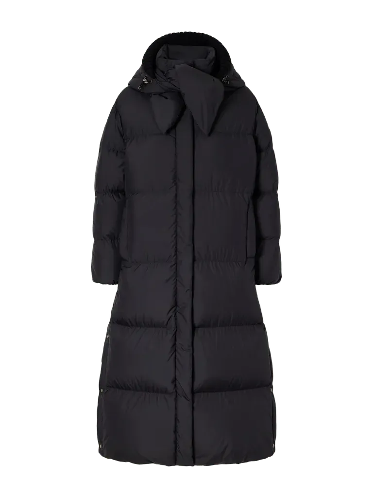 Ornement quilted scarf-detailed rib-trimmed shell down coat