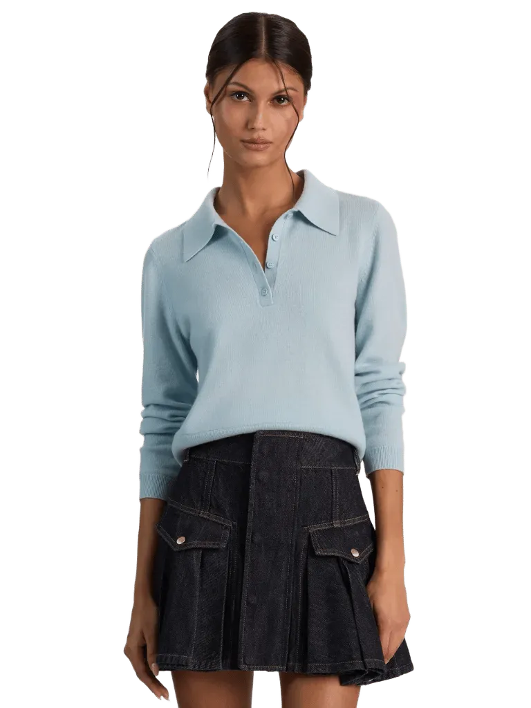 TREVOR CASHMERE POLO - MINERAL BLUE