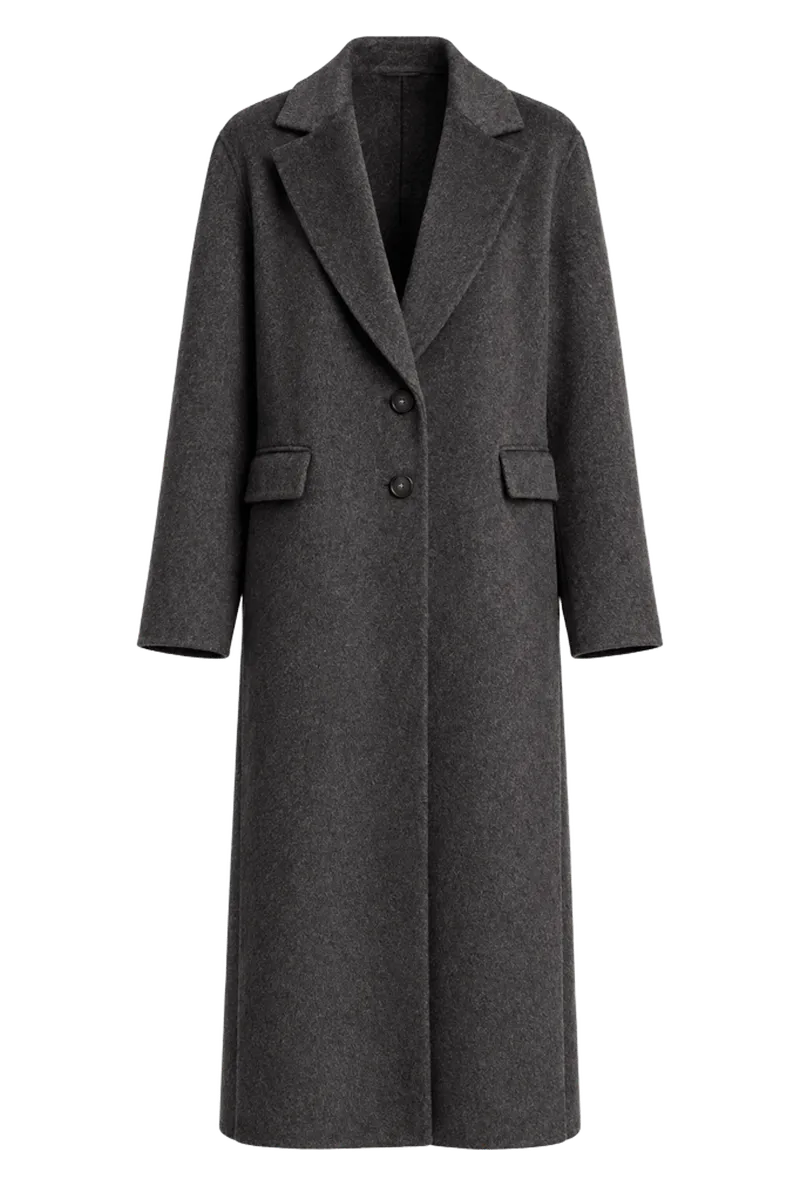 Wool-Cashmere Single-Breasted Classic Coat