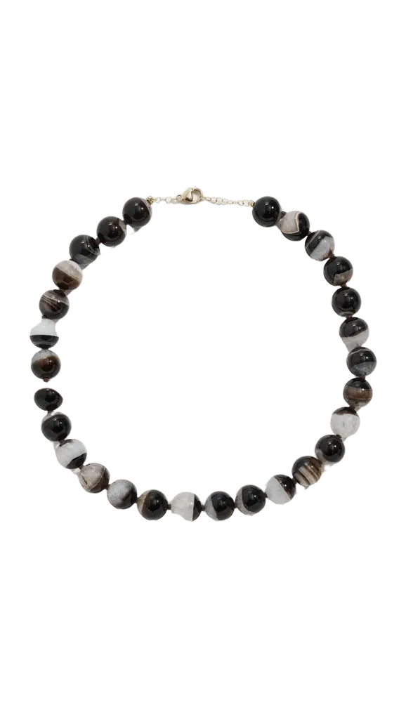 Zebra Quartz Sphere Necklace