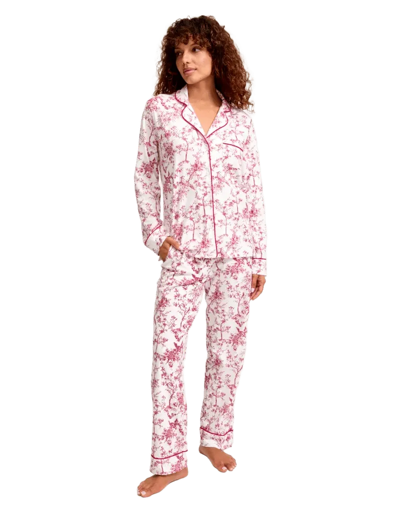Women's Pima Pajama Set in Red Timeless Toile