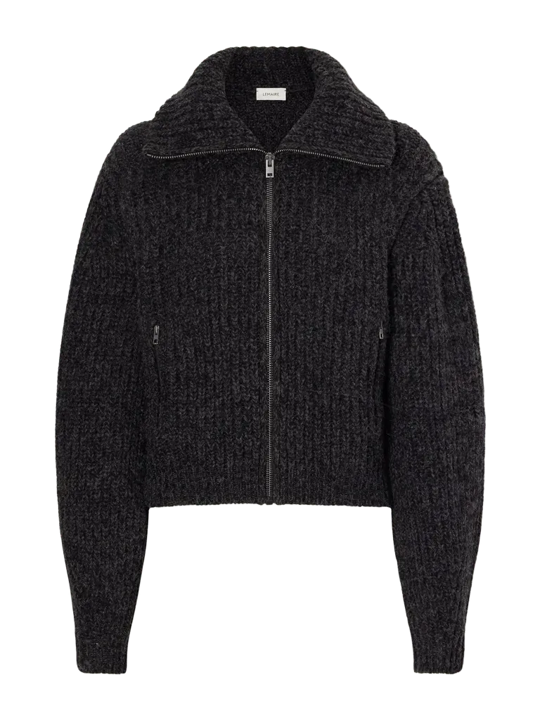 Ribbed alpaca and yak wool-blend zip-up cardigan