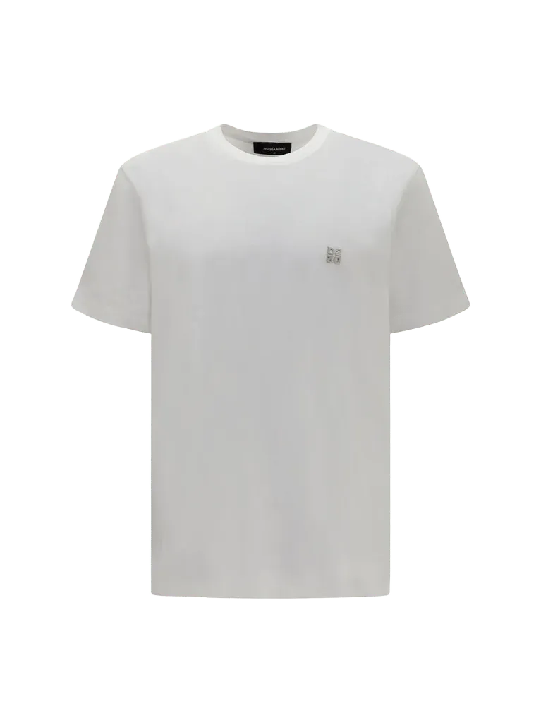 Dsquared2 Metal D2 Logo Cotton T-Shirt — White