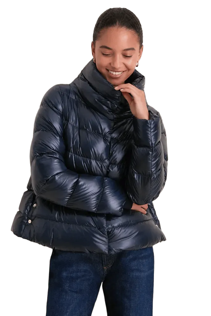 Navy Nylon Ultralight Jacket with Side Snap