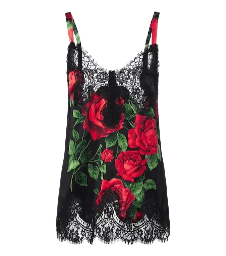 Floral silk and cotton-blend camisole
