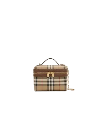Mini Check Vanity Bag in Archive beige - Women, Cotton, Technical | Burberry Official