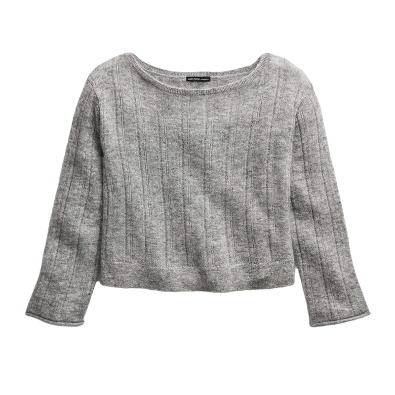 Mohair Open Stitch Sweater - Heather Grey