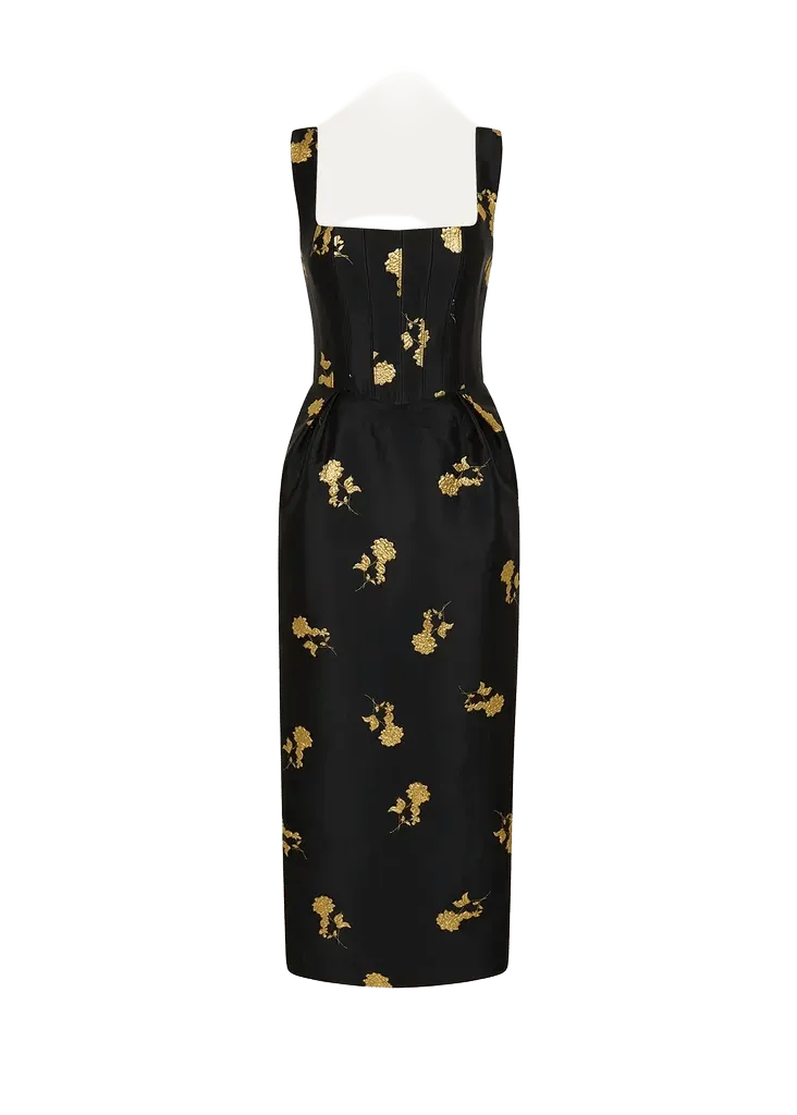 Mariya Floral Jacquard Midi Dress