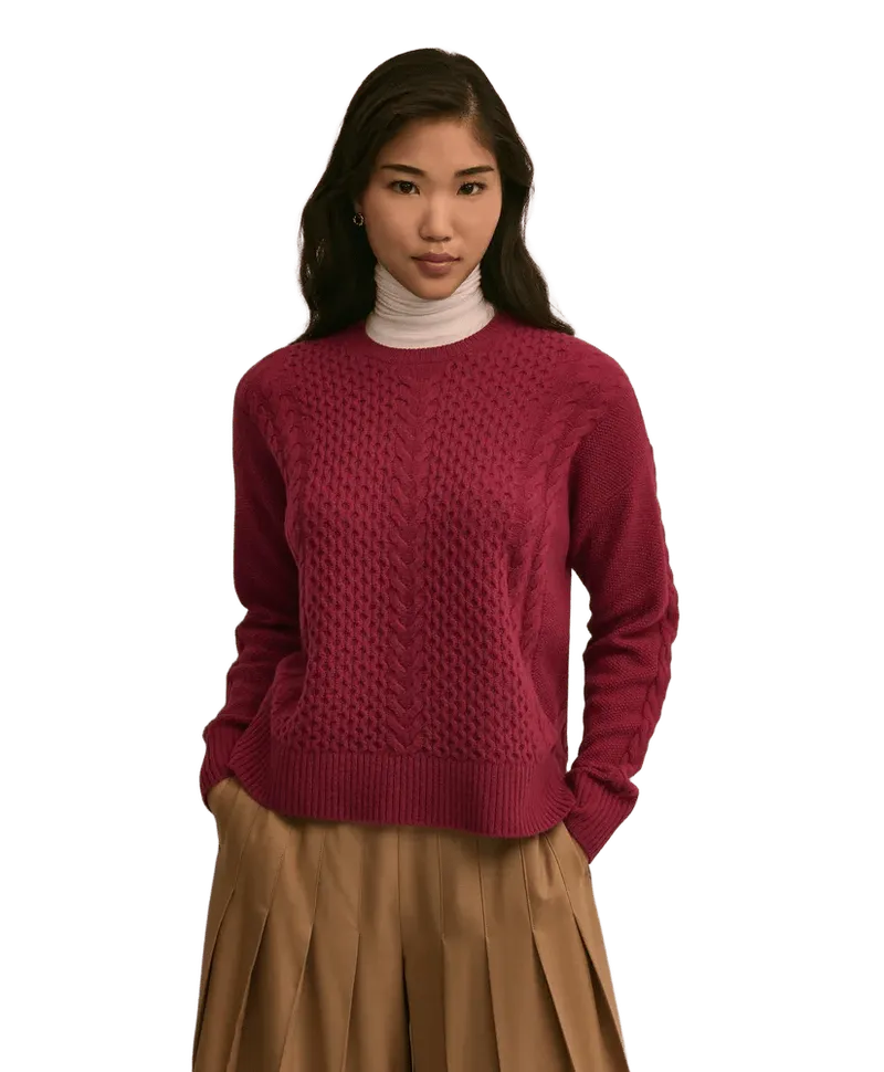 Merino Wool Blend Aran Sweater