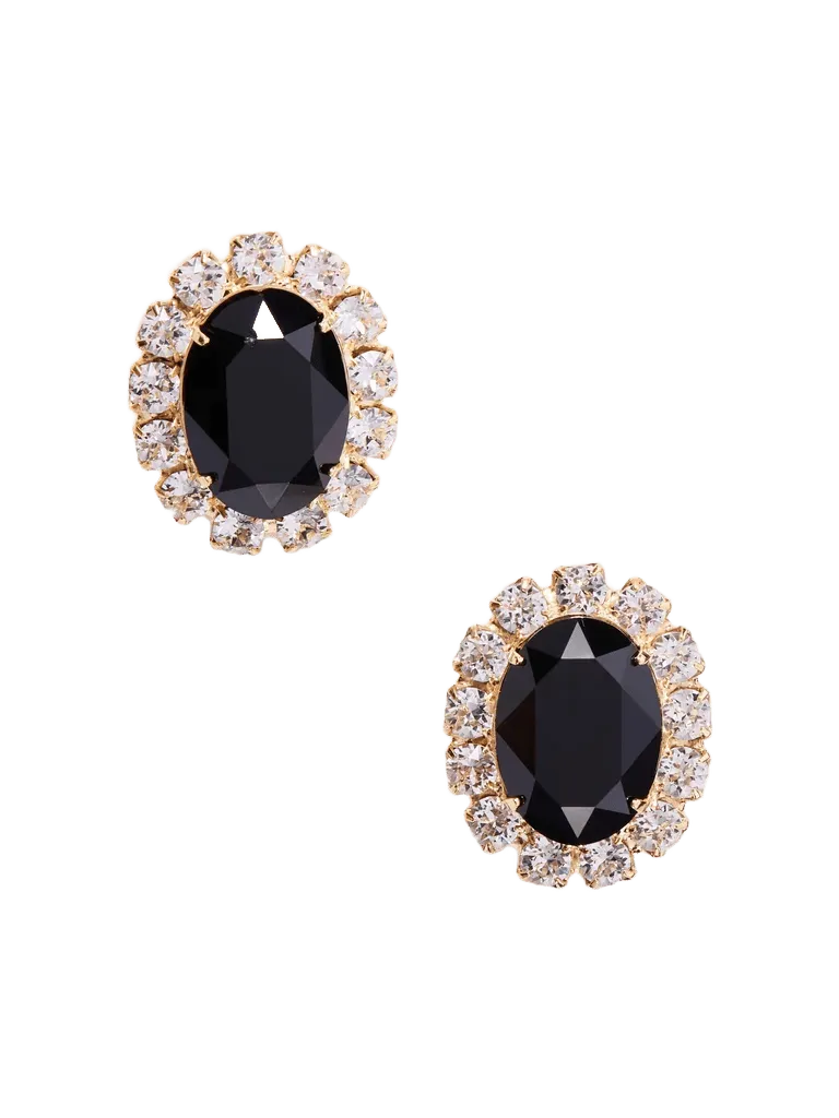 Diana crystal-embellished gold-plated earrings - black - One Size