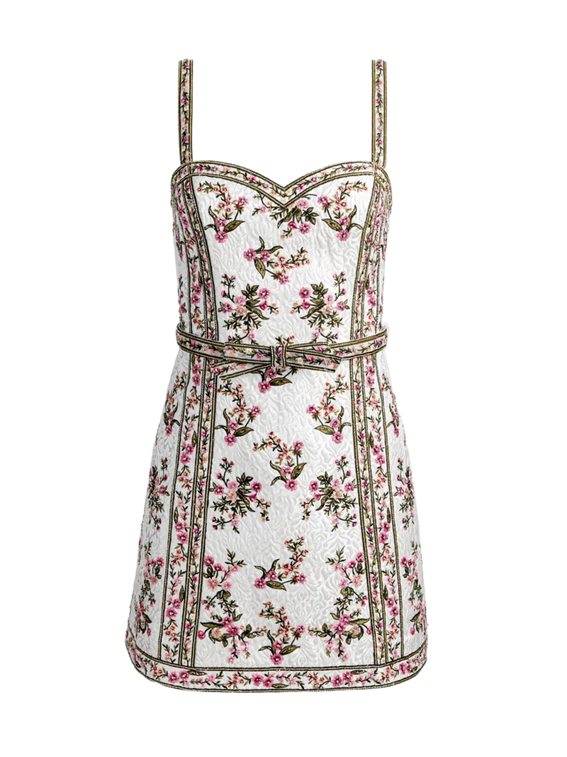 KATIA EMBROIDERED MINI GOWN - OFF WHITE/MULTI