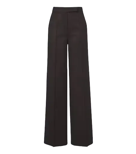 Pleated camel hair wide-leg pants