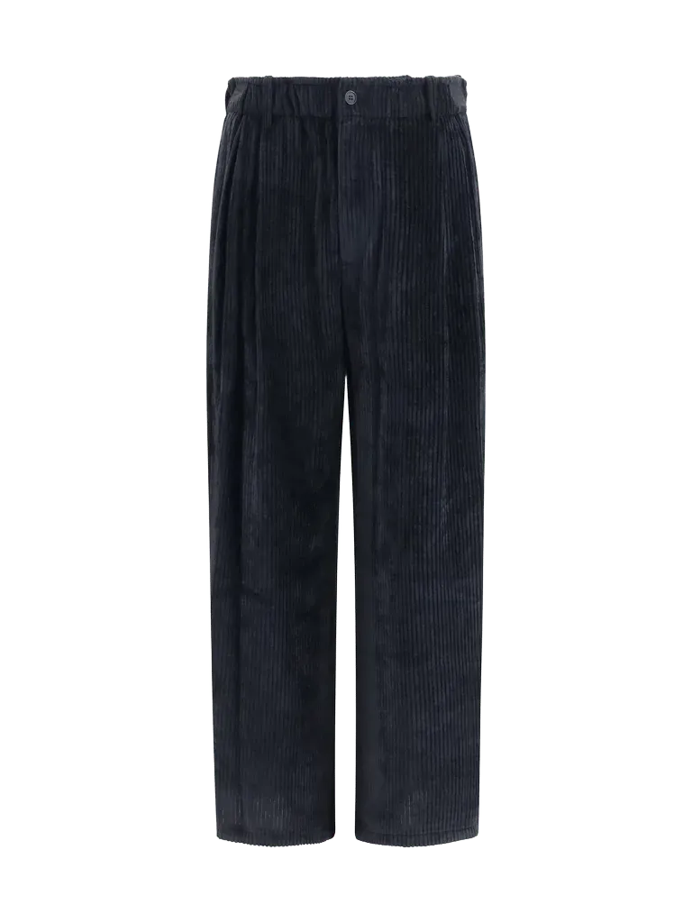 Giorgio Armani Wide-Leg Ribbed Viscose Velvet Trousers — Gray