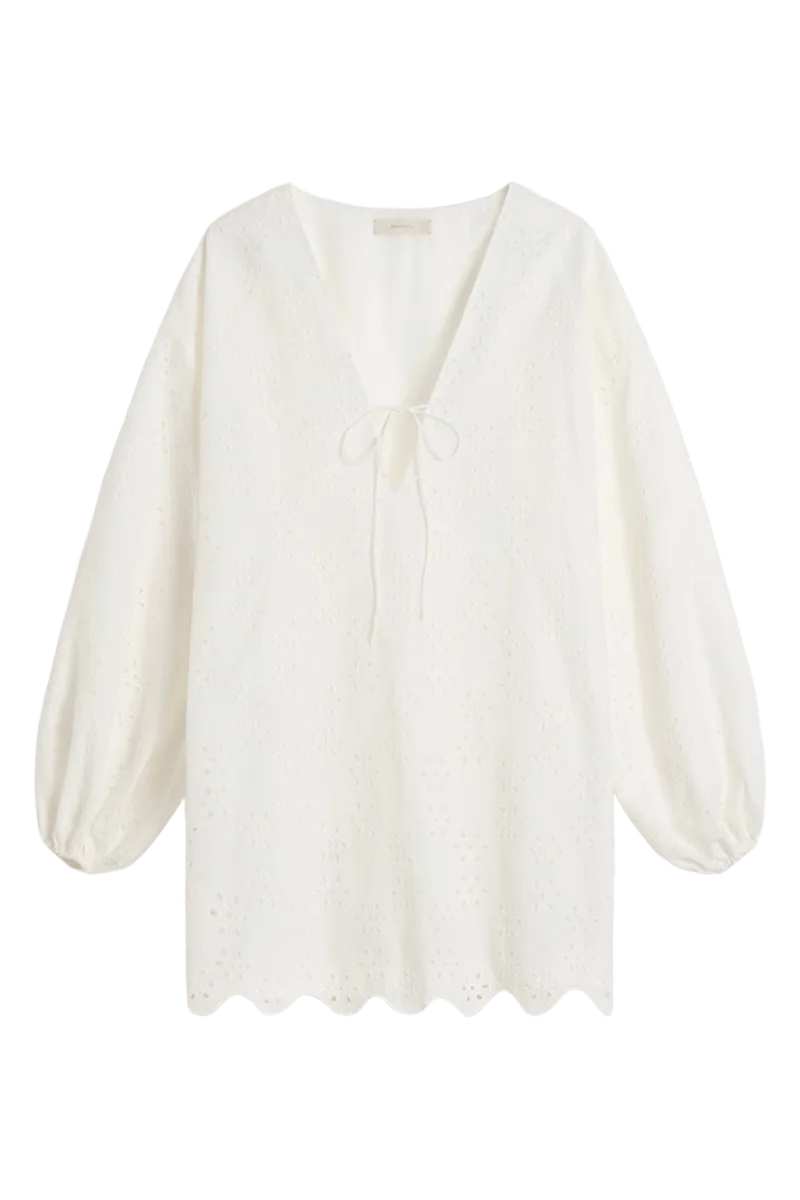Lareina Mini Dress Sandara Broderie White