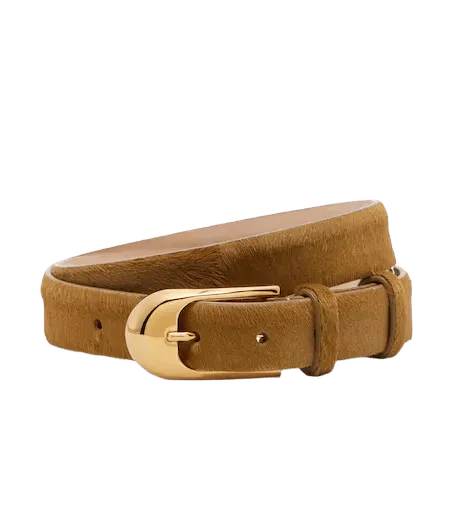 Dome calf hair belt