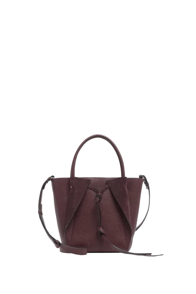 Small Marija Tote Bag in Bordeaux Textured Leather