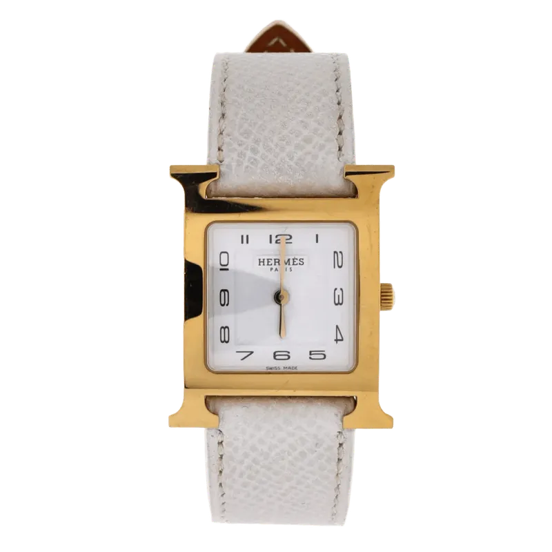 Heure H Quartz Watch Plated Metal and Leather 26