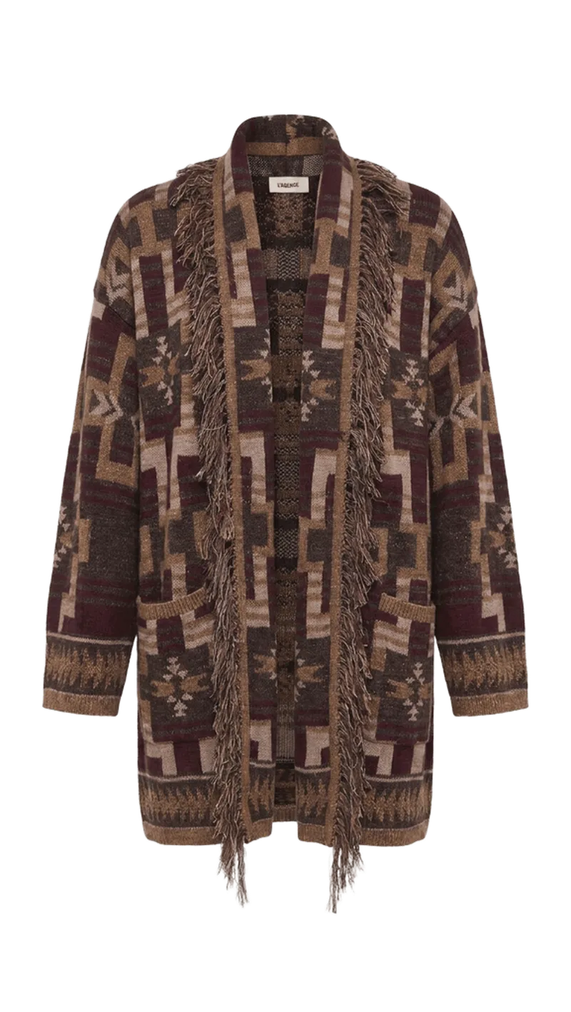Jair Jacquard Fringe Cardigan