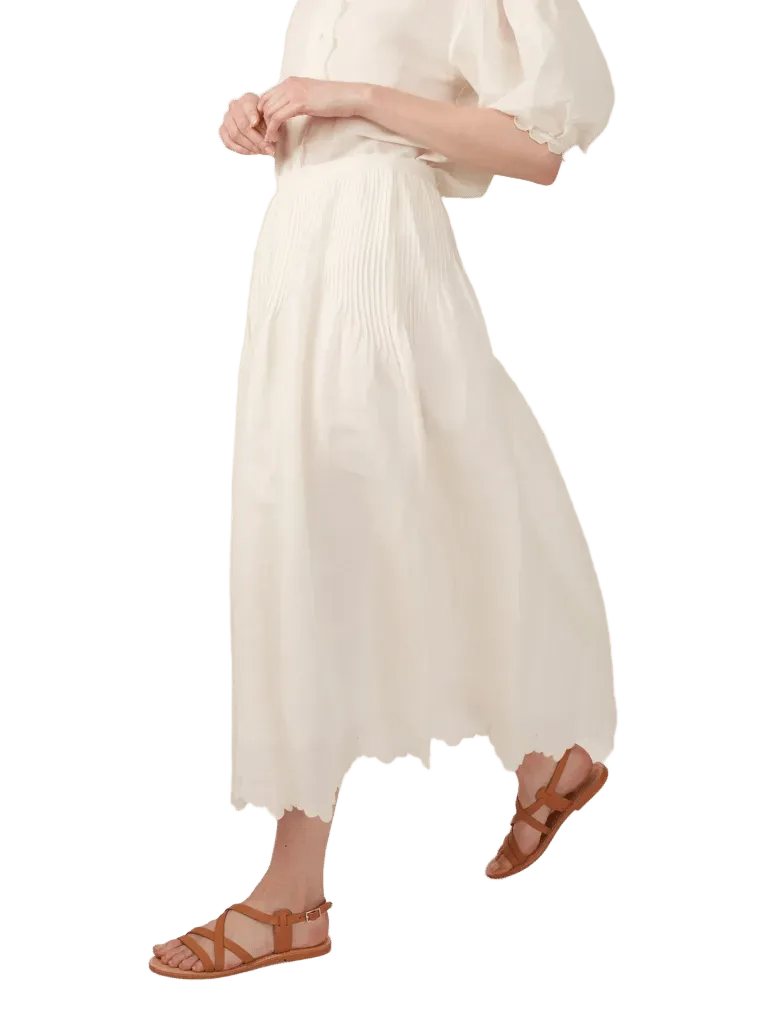 Verde Skirt - Barocco Scallops - Off White
