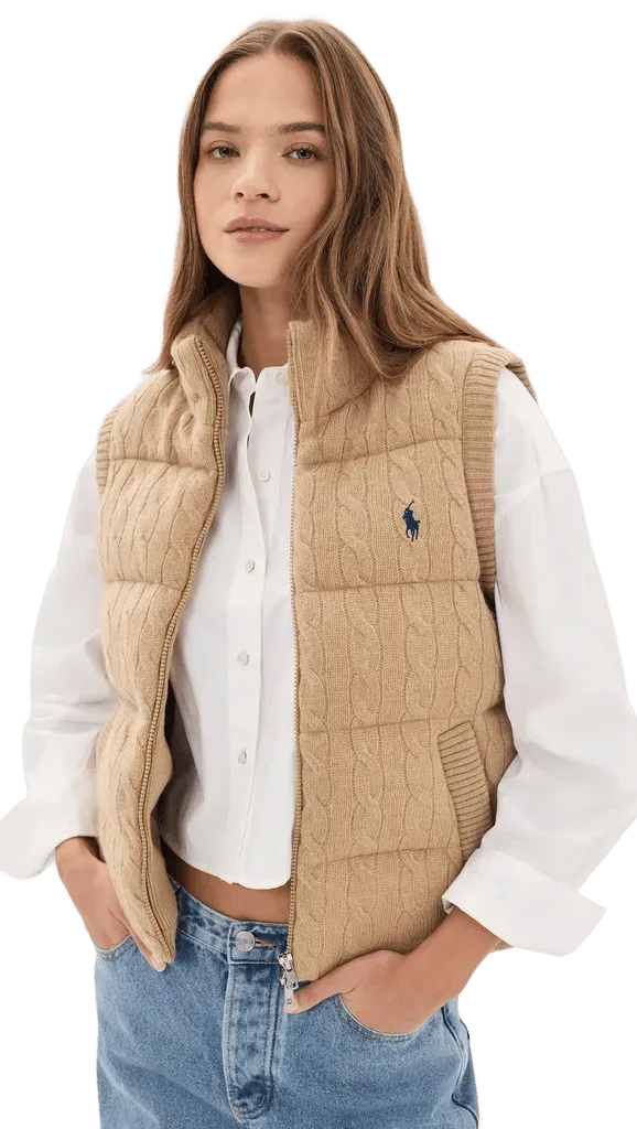 Cable Knit Puffer Vest