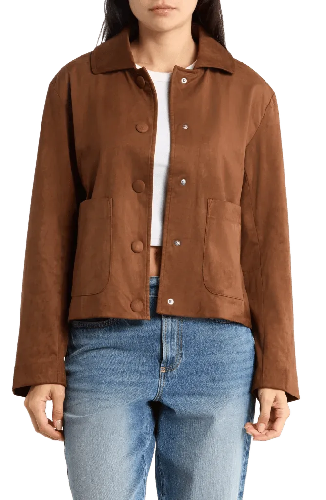 Faux Suede Shirt Jacket