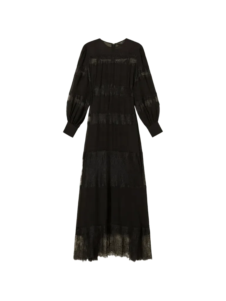 georgette and lace long dress